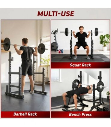 SPORTNOW Adjustable Squat Rack with Plate Holders, 300 kg Load
