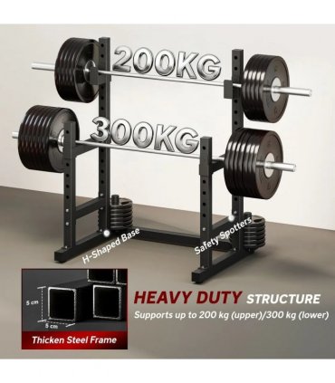 SPORTNOW Adjustable Squat Rack with Plate Holders, 300 kg Load
