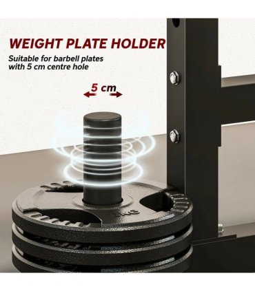 SPORTNOW Adjustable Squat Rack with Plate Holders, 300 kg Load