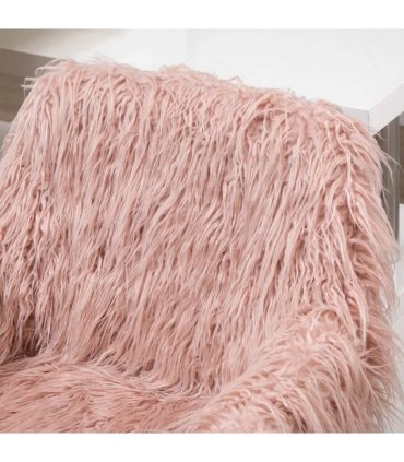 Vinsetto Faux Fur Desk Chair, Rolling Swivel Makeup Chair with Adjustable Height, Armrets for Home Office, Bedroom, Pink