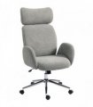 HOMCOM Office Chair with Adjustable Headrest, Spring Pack, Curved Line, Boucle Fabric - Charcoal Grey