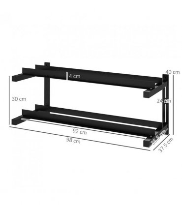 SPORTNOW Wall-Mounted Dumbbell Rack, 2-Tier Weight Stand, Space-Saving and Multi-Functional Steel organiser for Home Gym, Black