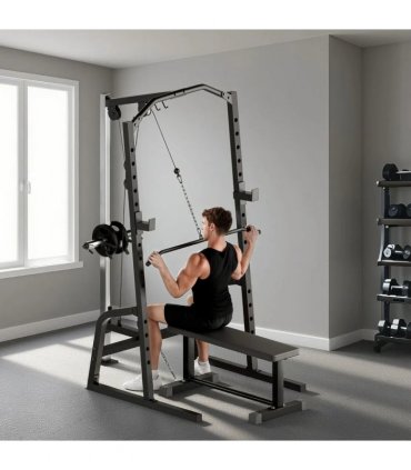 SPORTNOW Power Cage Power Rack with 15-Level Squat Rack, Cable Pulley System, Lat Pulldown & Pull Up Bar