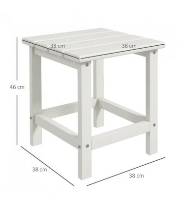 Outsunny Square Coffee Table, HDPE Tabletop and Frame for Porch, Garden, Side Table, 38 x 38 x 46 cm, White
