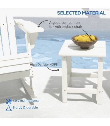 Outsunny Square Coffee Table, HDPE Tabletop and Frame for Porch, Garden, Side Table, 38 x 38 x 46 cm, White