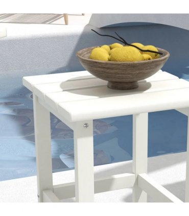 Outsunny Square Coffee Table, HDPE Tabletop and Frame for Porch, Garden, Side Table, 38 x 38 x 46 cm, White