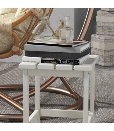 Outsunny Square Coffee Table, HDPE Tabletop and Frame for Porch, Garden, Side Table, 38 x 38 x 46 cm, White