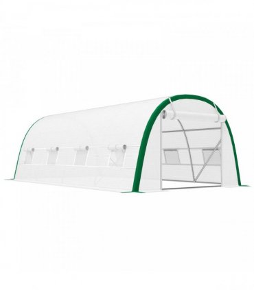 Outsunny Walk-in Polytunnel Greenhouse Tunnel Warm House Tent with Zipped Doors, 8 Mesh Windows, PE Cover, 6 x 3 m, White