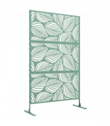Outsunny Metal Decorative Privacy Screen Outdoor Divider, Green Leaf