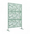 Outsunny Metal Decorative Privacy Screen Outdoor Divider, Green Leaf