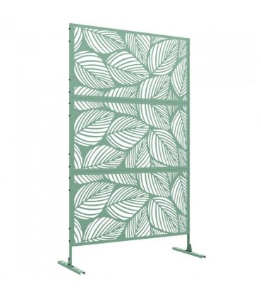 Outsunny Metal Decorative Privacy Screen Outdoor Divider, Green Leaf