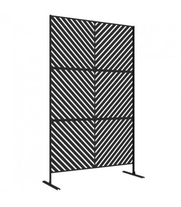 Outsunny 6.5FT Decorative Outdoor Divider, Metal Privacy Screen with Stand, Triangle Style, Black
