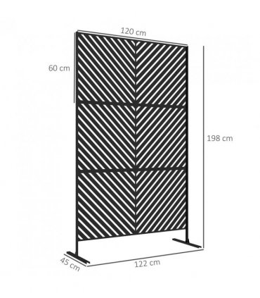 Outsunny 6.5FT Decorative Outdoor Divider, Metal Privacy Screen with Stand, Triangle Style, Black