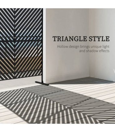 Outsunny 6.5FT Decorative Outdoor Divider, Metal Privacy Screen with Stand, Triangle Style, Black