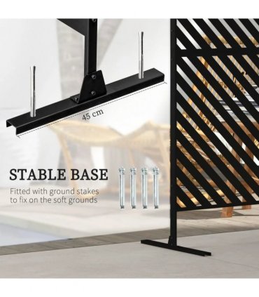Outsunny 6.5FT Decorative Outdoor Divider, Metal Privacy Screen with Stand, Triangle Style, Black