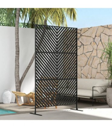 Outsunny 6.5FT Decorative Outdoor Divider, Metal Privacy Screen with Stand, Triangle Style, Black