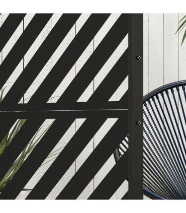 Outsunny 6.5FT Decorative Outdoor Divider, Metal Privacy Screen with Stand, Triangle Style, Black