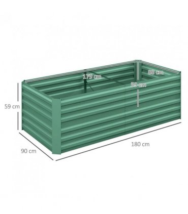 Outsunny Raised Beds for Garden, Galvanised Steel Outdoor Planters with Multi-reinforced Rods, 180 x 90 x 59 cm, Light Green