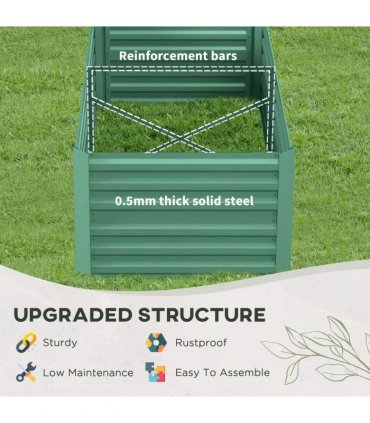 Outsunny Raised Beds for Garden, Galvanised Steel Outdoor Planters with Multi-reinforced Rods, 180 x 90 x 59 cm, Light Green