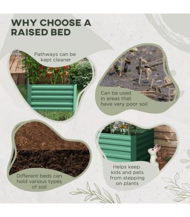 Outsunny Raised Beds for Garden, Galvanised Steel Outdoor Planters with Multi-reinforced Rods, 180 x 90 x 59 cm, Light Green