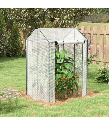 Outsunny Green House, Mini Greenhouse with 2 Roll-up Doors, Vent Holes and Reinforced Cover, 100 x 80 x 150cm