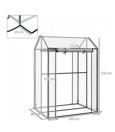 Outsunny Green House, Mini Greenhouse with 2 Roll-up Doors, Vent Holes and Reinforced Cover, 100 x 80 x 150cm