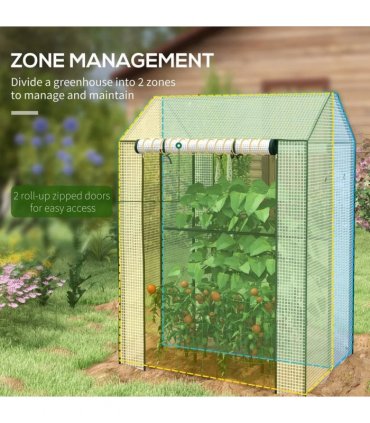 Outsunny Green House, Mini Greenhouse with 2 Roll-up Doors, Vent Holes and Reinforced Cover, 100 x 80 x 150cm
