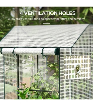Outsunny Green House, Mini Greenhouse with 2 Roll-up Doors, Vent Holes and Reinforced Cover, 100 x 80 x 150cm