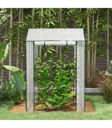 Outsunny Green House, Mini Greenhouse with 2 Roll-up Doors, Vent Holes and Reinforced Cover, 100 x 80 x 150cm