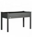 Outsunny Raised Bed for Garden, Wooden Elevated Planter Box with Bed Liner, for Flower Vegetable Herb, Dark Grey