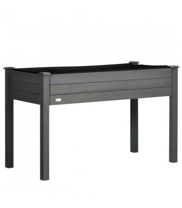 Outsunny Raised Bed for Garden, Wooden Elevated Planter Box with Bed Liner, for Flower Vegetable Herb, Dark Grey