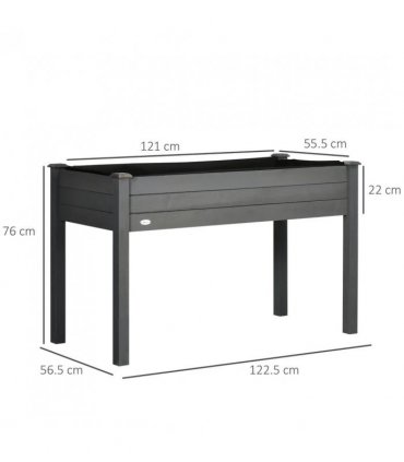 Outsunny Raised Bed for Garden, Wooden Elevated Planter Box with Bed Liner, for Flower Vegetable Herb, Dark Grey