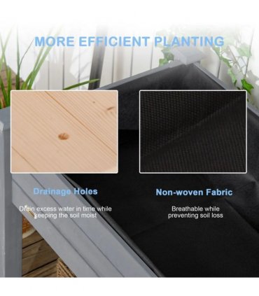 Outsunny Raised Bed for Garden, Wooden Elevated Planter Box with Bed Liner, for Flower Vegetable Herb, Dark Grey