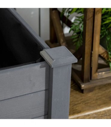 Outsunny Raised Bed for Garden, Wooden Elevated Planter Box with Bed Liner, for Flower Vegetable Herb, Dark Grey