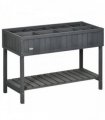 Outsunny Fir Wood Raised Rectangular 8 Compartment Plant Stand Dark Grey