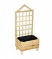 Outsunny Garden Planters with Trellis for Vine Climbing, Distressed Wooden Raised Beds, 90x43x150cm, Natural Tone