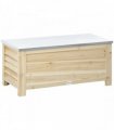 Outsunny 155L Outdoor Storage Box with Metal Top and Shutter Walls, Wooden Outside Tool organiser Container, for Garden, terrace