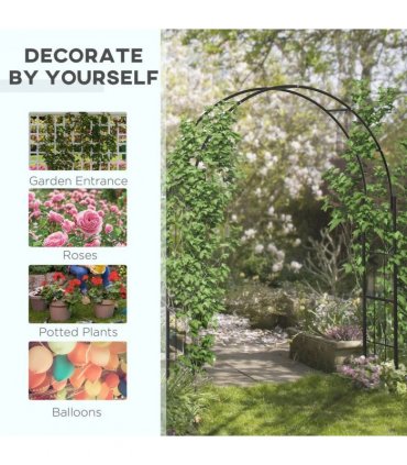 Outsunny 223cm Garden Arch Trellis, Outdoor Wedding Arbor for Ceremony for Climbing Roses, Vines and Plants