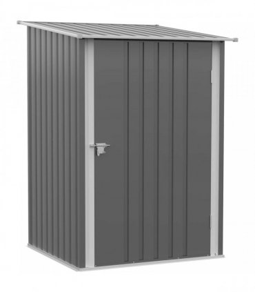 Outsunny 3.3 x 3.4ft Lean To Steel Garden Shed, with Locking Door - Grey