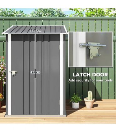 Outsunny 3.3 x 3.4ft Lean To Steel Garden Shed, with Locking Door - Grey