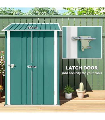 Outsunny 3.3 x 3.4ft Lean To Steel Garden Shed, with Locking Door - Green