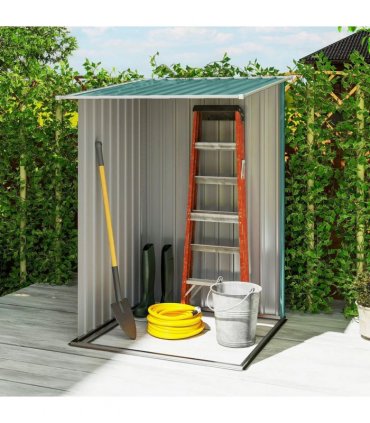 Outsunny 3.3 x 3.4ft Lean To Steel Garden Shed, with Locking Door - Green