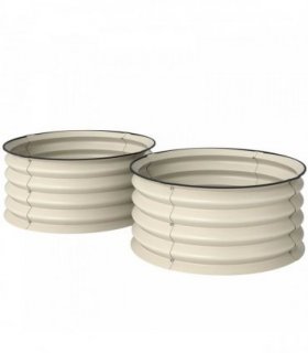 Outsunny Set of 2 Raised Garden Bed, Metal Planter Box with Safety Edging, Easy-to-assemble Stock Tank, Cream White