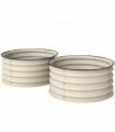 Outsunny Set of 2 Raised Garden Bed, Metal Planter Box with Safety Edging, Easy-to-assemble Stock Tank, Cream White