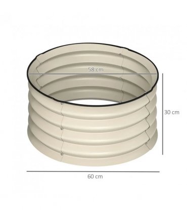 Outsunny Set of 2 Raised Garden Bed, Metal Planter Box with Safety Edging, Easy-to-assemble Stock Tank, Cream White