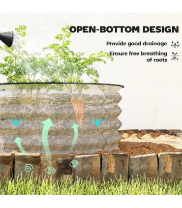 Outsunny Set of 2 Raised Garden Bed, Metal Planter Box with Safety Edging, Easy-to-assemble Stock Tank, Cream White