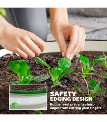 Outsunny Set of 2 Raised Garden Bed, Metal Planter Box with Safety Edging, Easy-to-assemble Stock Tank, Cream White