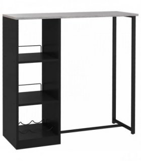 HOMCOM Breakfast Bar Table, Bar Table with 3-Tier Storage Shelf and Wine Rack, 105W x 40D x 105H cm, Black