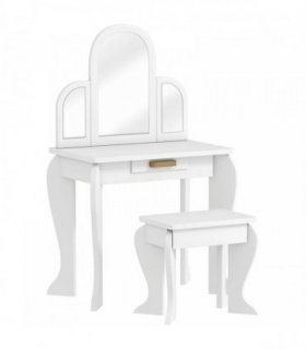 HOMCOM Kids Dressing Table Set, with Mirror and Drawer - White