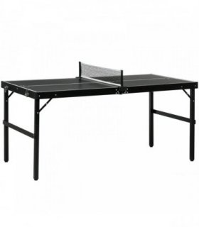 SPORTNOW 5ft Mini Table Tennis Table, Folding Ping Pong Table with Net and Aluminium Frame, Portable Ping Pong Game Set for Indoor Outdoor Use, Black